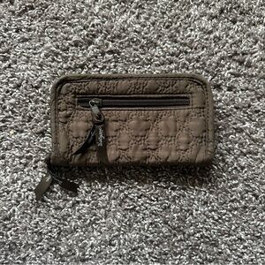 Brown Quilted Thirty One Poppy Embroidered Zip Around Wallet